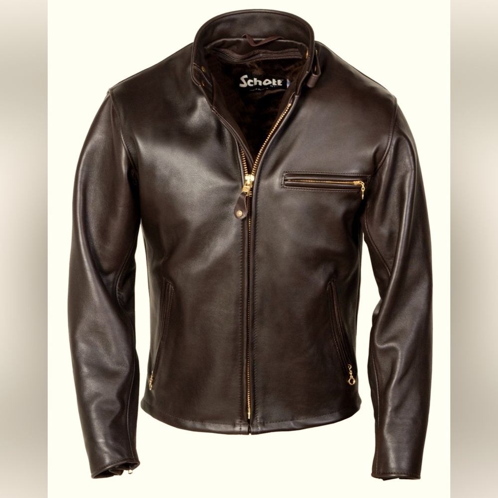 SCHOTT NYC | Leather Moto Jacket | Dark Brown | size 42